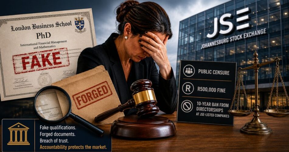 JSE sanctions former director Anushka Bogdanov for misrepresentation of academic credentials